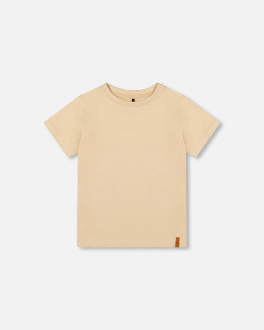 Organic Cotton Jersey T-Shirt Solid Beige