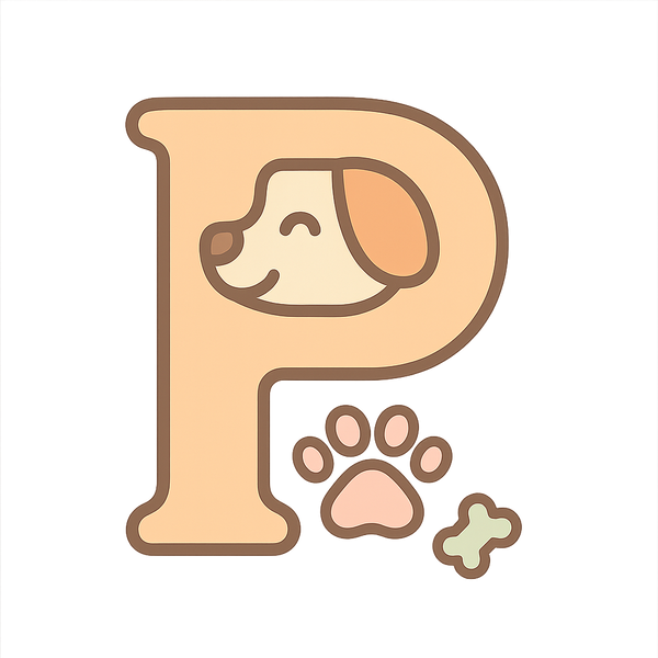 Letter 'P' with a dog and paw print design on a white background